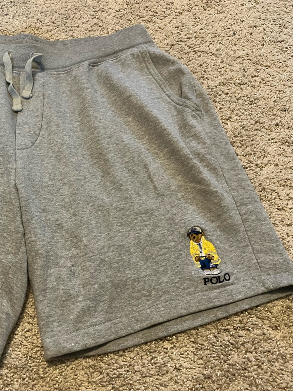 Ralph Lauren Men’s Gray Polo Bear Cotton-Blend Athletic Shorts